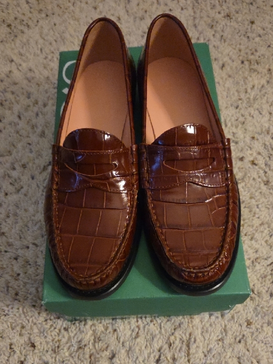J. Crew | Croc-Embossed Penny Loafers in Burnished Sienna, Size 8.5 - Picture 7 of 7
